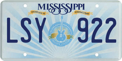 MS license plate LSY922