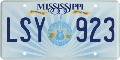 MS license plate LSY923