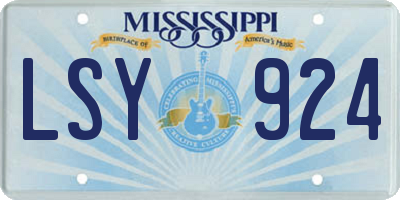 MS license plate LSY924