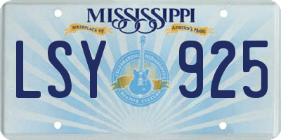 MS license plate LSY925