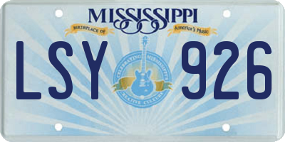 MS license plate LSY926
