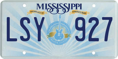 MS license plate LSY927