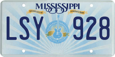 MS license plate LSY928