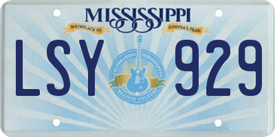 MS license plate LSY929
