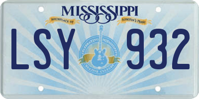 MS license plate LSY932