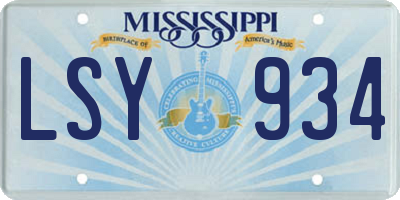 MS license plate LSY934
