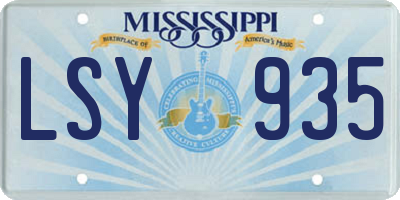 MS license plate LSY935