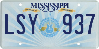 MS license plate LSY937