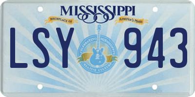 MS license plate LSY943