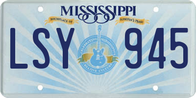 MS license plate LSY945