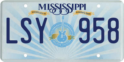 MS license plate LSY958