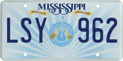 MS license plate LSY962