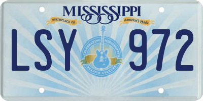 MS license plate LSY972