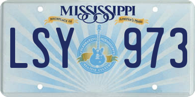 MS license plate LSY973