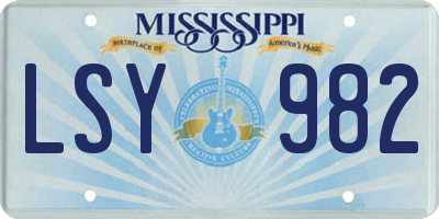 MS license plate LSY982
