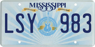 MS license plate LSY983