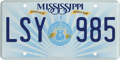 MS license plate LSY985