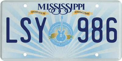 MS license plate LSY986