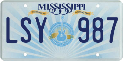 MS license plate LSY987