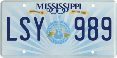 MS license plate LSY989