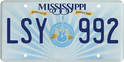 MS license plate LSY992