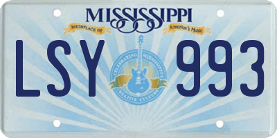 MS license plate LSY993
