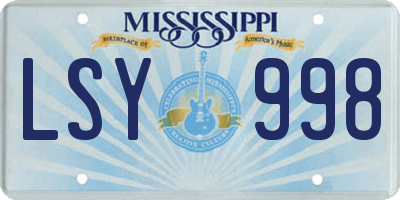 MS license plate LSY998