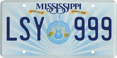MS license plate LSY999