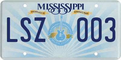 MS license plate LSZ003