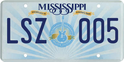 MS license plate LSZ005