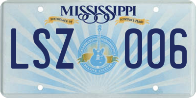 MS license plate LSZ006
