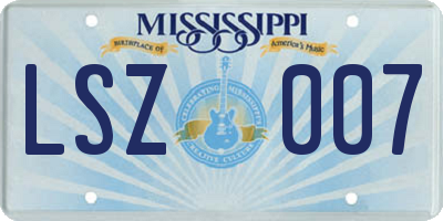 MS license plate LSZ007