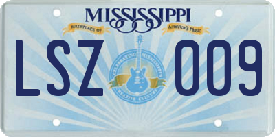MS license plate LSZ009