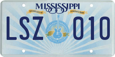 MS license plate LSZ010