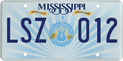 MS license plate LSZ012