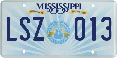 MS license plate LSZ013
