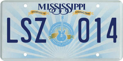 MS license plate LSZ014
