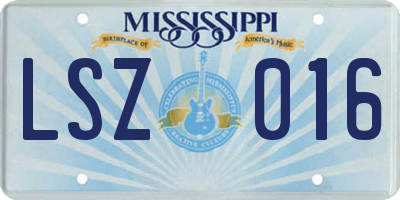 MS license plate LSZ016