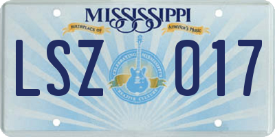 MS license plate LSZ017