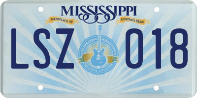 MS license plate LSZ018