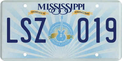MS license plate LSZ019