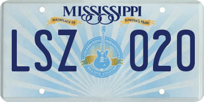 MS license plate LSZ020