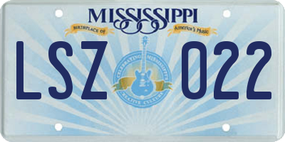 MS license plate LSZ022