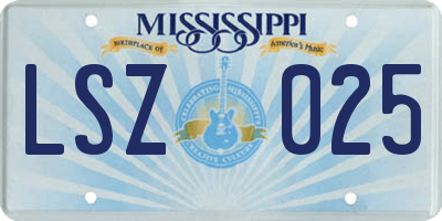 MS license plate LSZ025