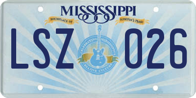 MS license plate LSZ026