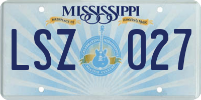 MS license plate LSZ027
