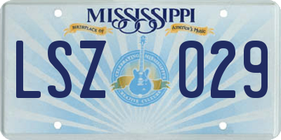 MS license plate LSZ029