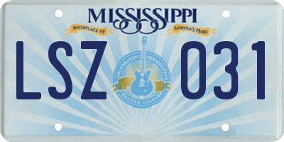 MS license plate LSZ031