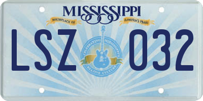 MS license plate LSZ032