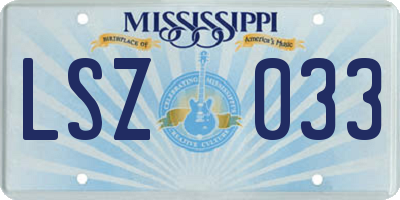 MS license plate LSZ033